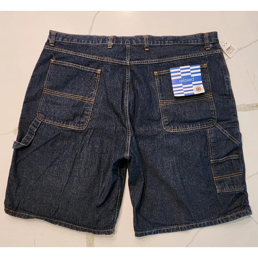 Men's Bullseye Blue Denim Relaxed Fit Carpenter Jeans Shorts Size 48 NWT